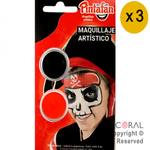 MAQUILLAJE ARTISTICO PINTAFAN ROJO NEGRO PIRATA 13-808 (4GR SET X 2) x 3